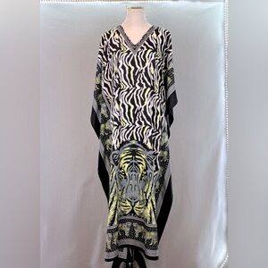 Rebellion Again - women’s beach maxi shirt Dress loose coverup animal print OS